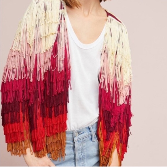Anthropologie Jackets & Blazers - Anthropologie Vanessa Virginia Colorful Fringe Jacket sz L
